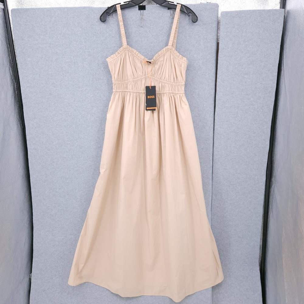Boss Orange Dalza A Line Sweetheart Neck Sleeveless Beige Dress Womens 8 NWT - Picture 2 of 10